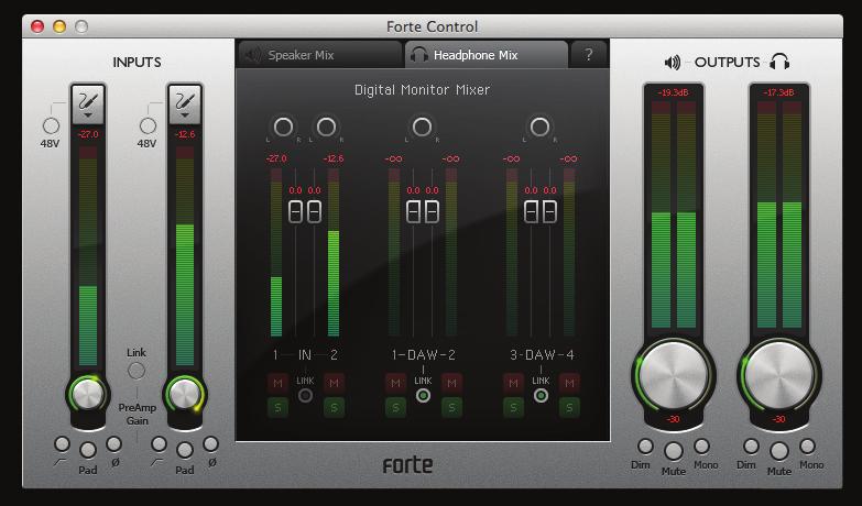 Using Forte Control Forte Control is the application that lets you control all of Forte s features from a single, convenient GUI. 2 1 19 19 14 9 3 8 4 10 5 6 7 15 16 17 18 11 12 13 Input Channels 1.