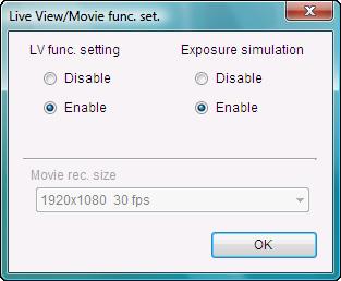 setting] and the setting for [Exposure simulation], then click