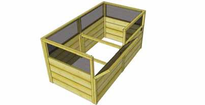 To access your Raised Garden Bed, open the Barrel Bolt and Eyehook in corner(s) to release the screened hinged panel.