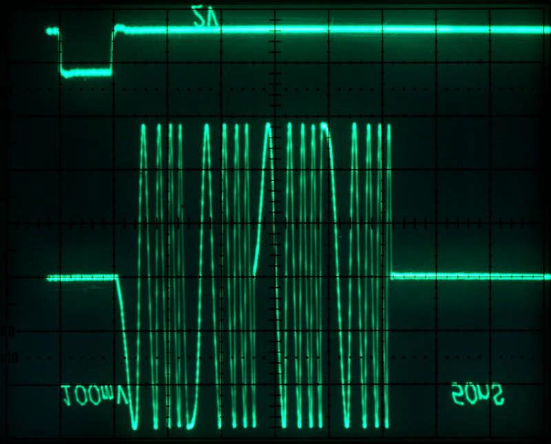 The oscilloscope photos below demonstrate some of the capabilities of the DST.