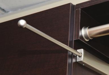 Accessories Accessories such as valet rods, tie racks, belt racks and slide-out mirrors can be installed either on the interior side wall of a cabinet or the exterior of the cabinet.