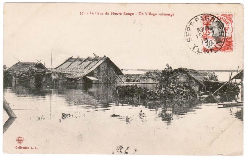Use of Two-Line 10 + 5 centimes During the time of the Red Cross Overprinted Native Women stamps, it was common practice to affix postage stamps to the view side of picture postcards.