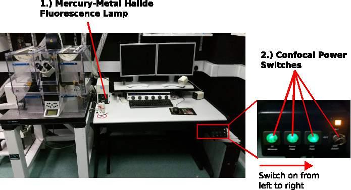 System Startup * See the labelled image below for location of each switch 1. Mercury-Metal Halide Fluorescence Lamp 2.