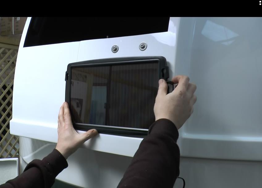 Install the solar panel where shown on the picture below, using the bolts provided.