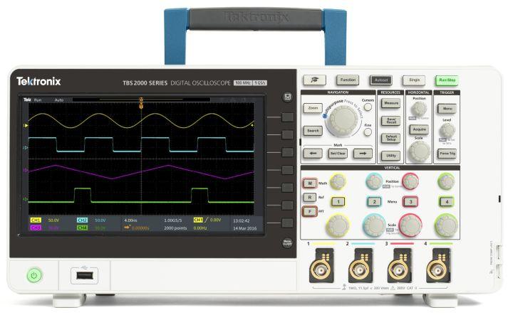 Digital Storage Oscilloscope TBS2000 Series Datasheet TekVPI probe interface supports active, differential, and current probes with automatic scaling and units 32 automated measurements, and FFT