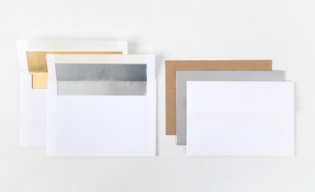 White Envelopes are included free of charge with Folded Cards; White Envelopes are available with Flat Cards for an additional