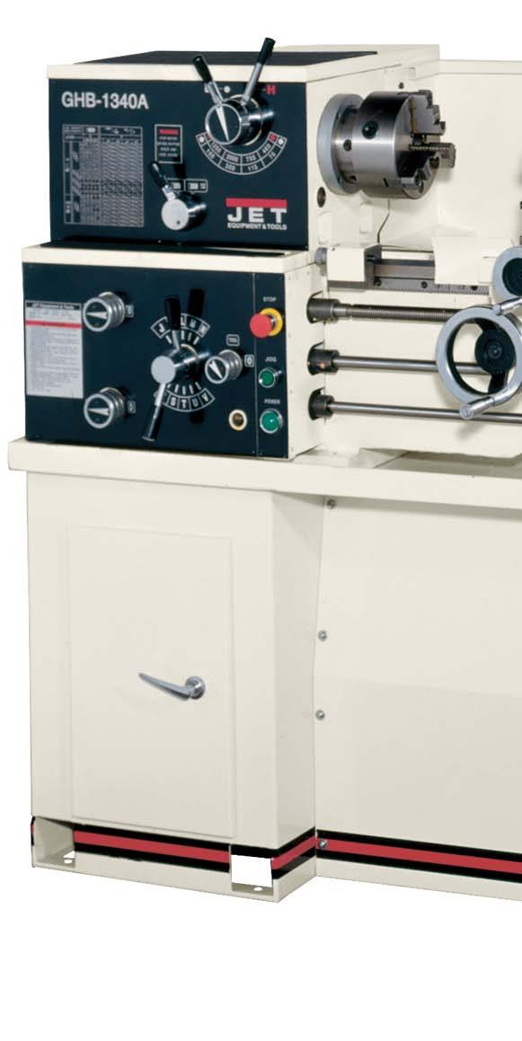 13" x 40" Geared Head BENCH Lathe FEATURES Enclosed gearbox design provides smooth, quiet operation Hardened and ground gears are featured in the headstock and gearbox V-way bed is induction hardened
