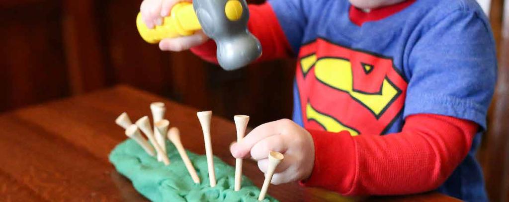 Hammer Golf Tees play dough toy hammer golf tees or toothpicks Roll a thick tube of play dough and place on the table.