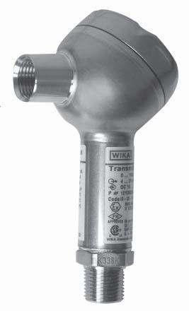 Type IS-20 Intrinsically Safe Industrial Pressure Transmitter Standard Features Signal Output: 4-20 ma 2-wire Supply Voltage: 10-30 VDC Process Connection: 1/2 NPT Male Electrical Connection: DIN EN