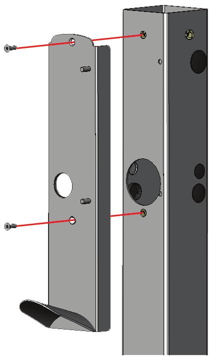 INSTALL THE TESLA WALL CONNECTOR mounting PLATE A mounting plate is affixed to the front of the pedestal post to provide a flat and rigid base on which the wall connector can be mounted.