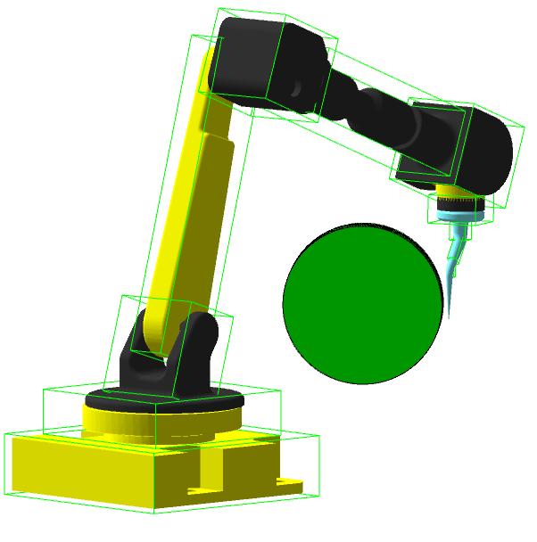 This scenario teaches the user to create a simple robotic workcell using different fixtures and parts, as shown in Figure 15.