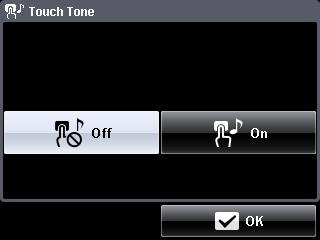 100 Chapter 6 Push Button Functions Touch tone This function activates / deactivates an audible feedback tone when a touchscreen button is pressed. 1.