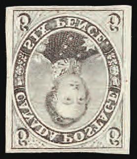 Laid Paper (1; SG 1) 1851, 7 1 2p Green