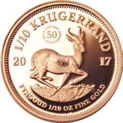 The common reverse on the 2017-dated Krugerrands features South Africa s national animal, the springbok, as designed and engraved by sculptor Coert Steynberg and