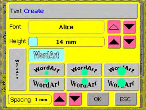 Word Art artista 730E and BERNINA 830 only artista 730E Select the Alphabet folder; select desired font Enter the word, BERNINA; touch OK.