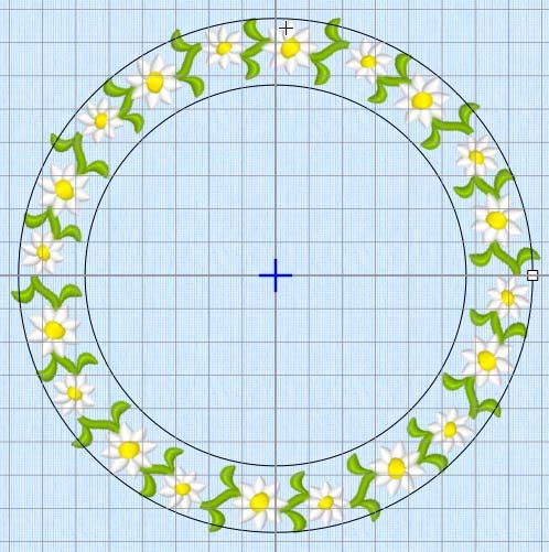 12 Increase the number of Repeats to 10 and click Preview again. The circle now looks more balanced. 13 Drag the top of the circle downwards until the daisy designs meet. 14 Click Apply.