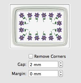 11 Drag the square white handles on the top and right sides of the box to adjust the shape, and change the number and spacing of the embroideries. 12 Click Apply to place the shape as an embroidery.