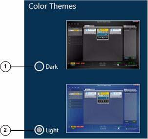 View Area Chapter 3 Figure 3-24 Settings Tab Themes Options 1 Dark radio button Click to display the Cisco IPICS Dispatch Console user interface in the dark color theme.