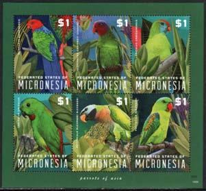 75 1048 $1 Parrots of Asia Sheet of 6..... 13.