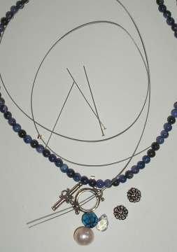 Step 1 Gather Supplies 1 strand of sodalite beads (or use any beads you like) 1 length of flexible beading wire, enough for your necklace plus several extra inches to work with 2 sterling silver