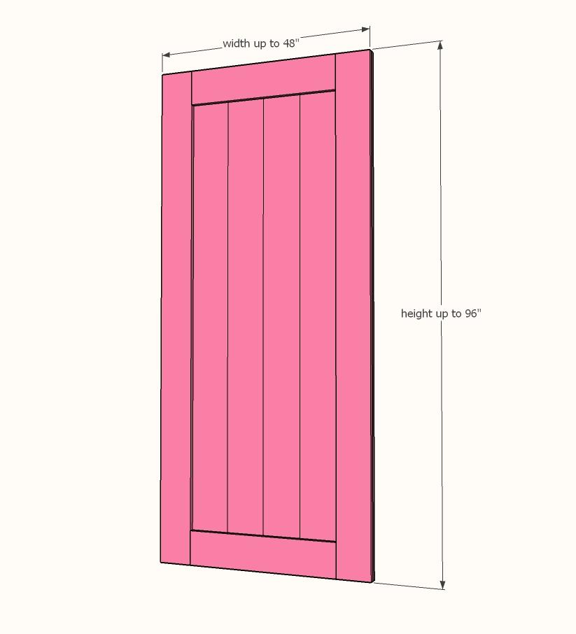 Height wise, I make my barn doors the height of the opening.