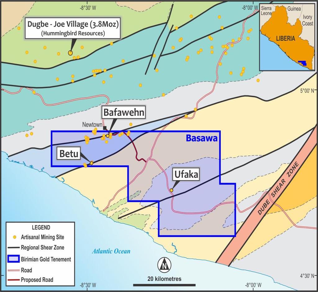 8Moz) First modern exploration work commenced by Birimian Gold
