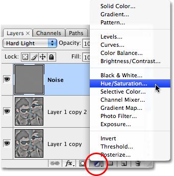 Click OK when you re done to exit out of the dialog box. Here s my image with the noise applied: The image after adding noise. Step 8: Add A Hue/Saturation Adjustment Layer We re almost done.