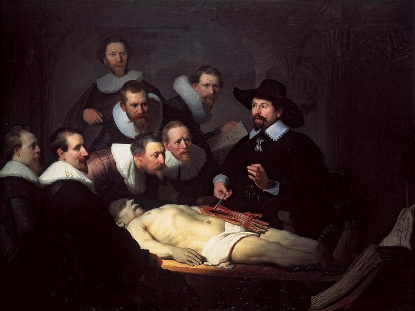 Artist: Rembrandt van Rijn Title: The Anatomy Lesson of Dr. Nicolaes Tulp Medium: Oil on canvas Size: 5'3¾" X 7'1¼" (1.6 X 2.