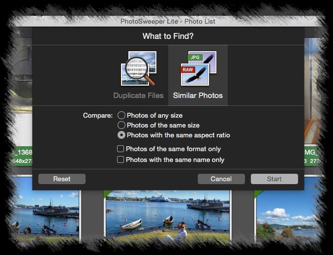 Comparing photos To start comparing you need to click the Compare button and select what to find.