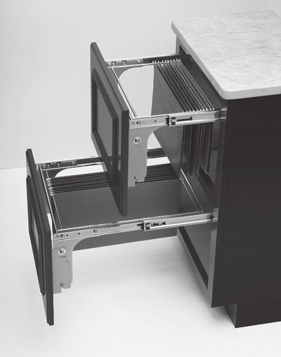 Pullout File Drawer System Designed for 18 base cabinets with a 1-1/2 face frame Side mounts Complete drawer; just add a drawer front Holds either letter or legal folders Full-extension ball bearing