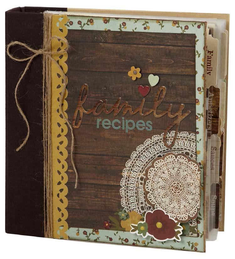 Simple Tip: Combine woodgrain patterned paper along with woodgrain chipboard for a soft, tone on tone title designed by: Layle Koncar Legacy Brown SN@P! Binder SN@P! Recipe Divider Pages SN@P!