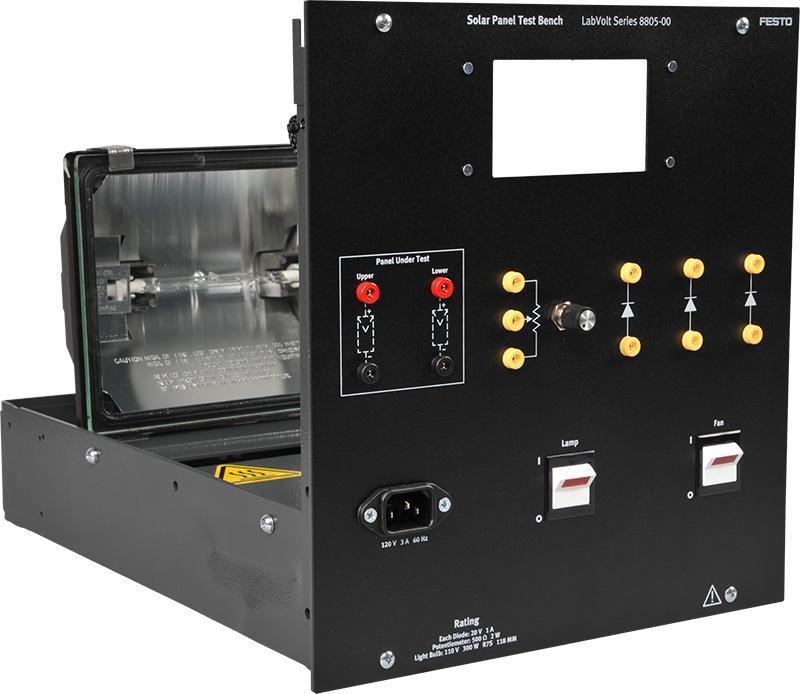 Solar Panel Test Bench 8805-0A The Solar Panel Test Bench is a fullsize EMS module in which a Solar Panel, Model 8806 can be installed to perform a wide variety of tests and experiments.