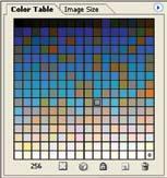 50 Learning Photoshop Figure 2-16. All of the colors used in the optimized image are displayed in the Color Table tab.