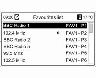 34 Aparatul radio Selectaţi postul de radio dorit. Notă Postul recepţionat curent este marcat prin i. Acordarea manuală Descriere, vezi mai sus Acordarea manuală a posturilor de radio.