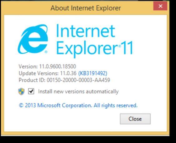 Klik pada bar About Internet Explorer. 3.