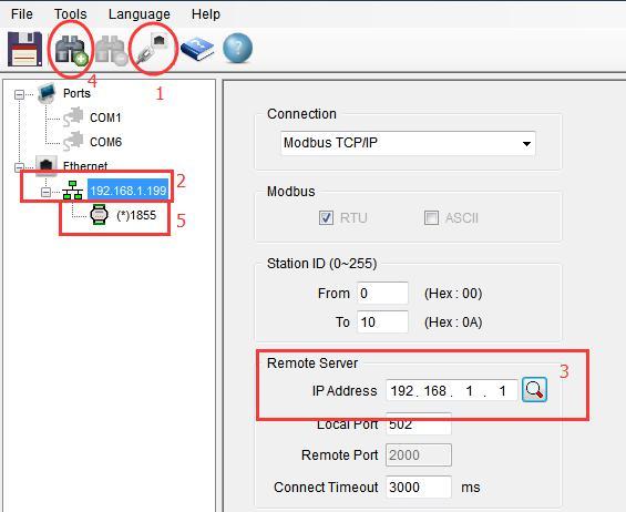 Click Ethernet -> Input IP Address -> Click Search Button, (A-18 Serial Init mode IP is 192.168.