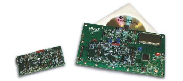 is compatible with the TI (Texas Instruments) Modular EVM System. The connectors connect the evolution module and the pins of the converters.