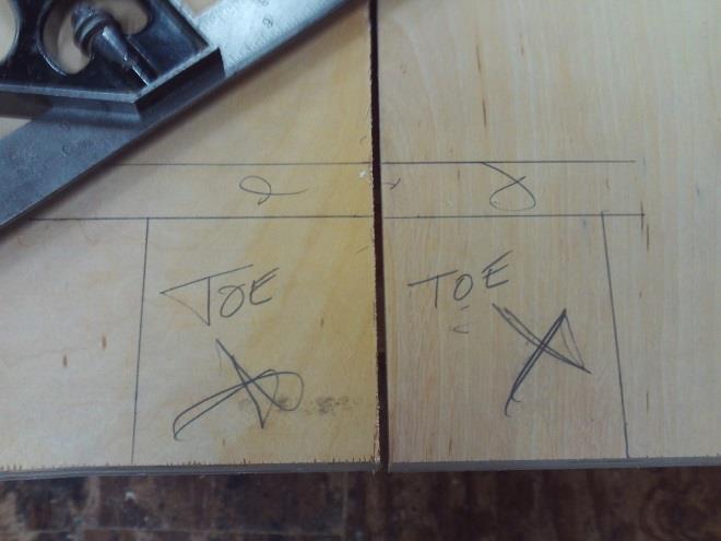 3- Joinery and Assembly Next I will mark locations for toe kicks, dados and rabbets.