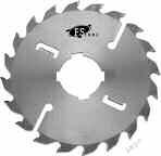 L13 GANG RIP SAW BLADES WITH 2 RAKERS Tooth configuration: Flat Top Cutting material: TC Two tungsten carbide rakers For ripping soft and hardwoods, dry up to 15% wood moisture On gang-rip saws with