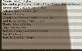 The mobilization chart on the game board shows each unit s cost in IPCs, as well as it s move, attack, and defense values.