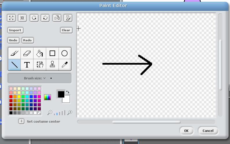 Use the Line tool in the Paint editor to draw an
