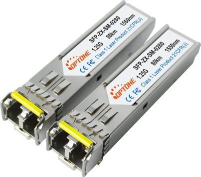 SFP-ZX-SM-0280 1.25Gbps SFP Optical Transceiver, 80km Reach Features Dual data-rate of 1.25Gbps/1.