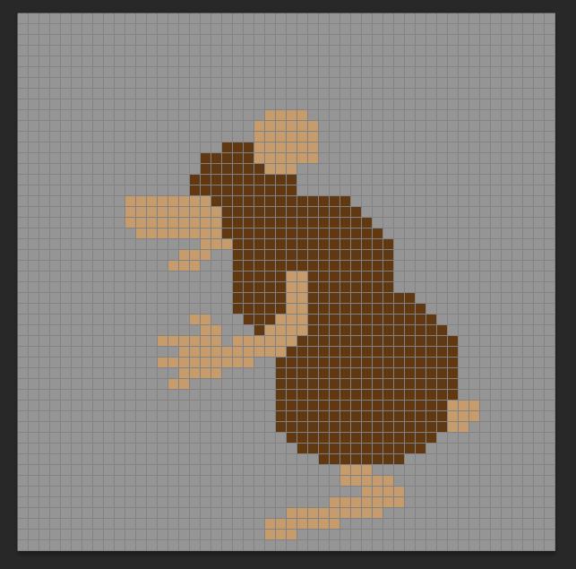 How I made my rat body: 1) Click once with a 10 pixel pencil for the head. 2) The body is a peanut shape extending from the head at an angle 3. From here I ll add my details.