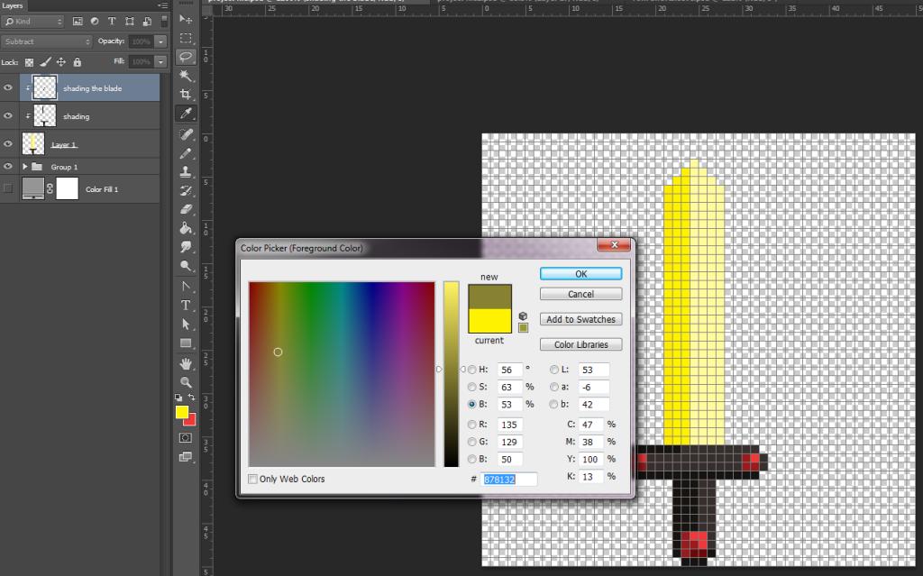 Figure 10: Since the blending mode Soft Light doesn t work on the yellow, I
