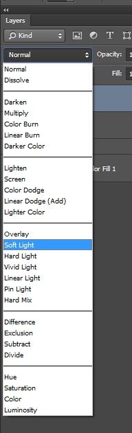 I m going to choose the Blending Mode: Soft Light because that seems to work well to darken the colors I used on my character.