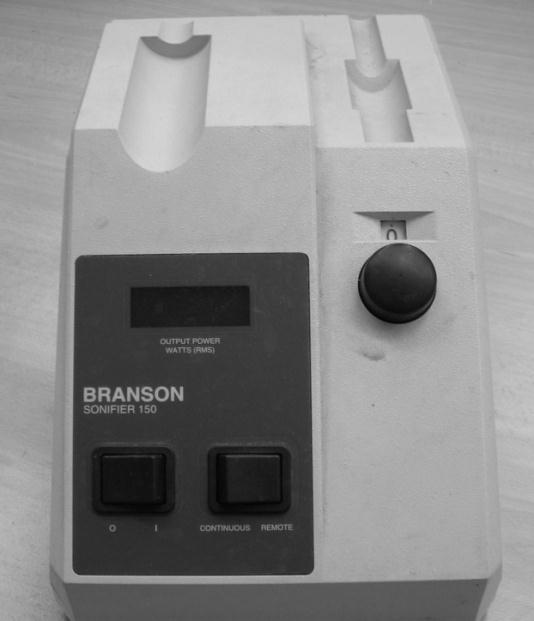 4.2 Ultrasound generation The ultrasonic apparatus used for this research was an adapted Branson TM Ultrasonic Sonifier model 150D TM system previously developed by Gavin and is shown in Figure 4-2.