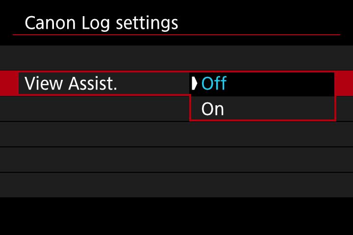 View Assist 8 Set the View Assist. Set it as necessary. Turn the <5> dial to select [View Assist.], then press <0>. Turn the <5> dial to select [On], then press <0>.