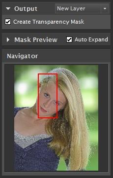 Advanced Use Output options Portraiture also allows for the outputting of only the masked range of the image when the respective Create Transparency Mask check-box on the right-hand side of the