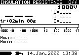 5.5. Insulation Resistance measurement Selecting this function the following display states are given (initial state and state with results after finishing the measurement).