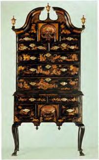 Based on period documentation, a cabinet-maker would send a completed piece to a japanner, an artisan who specialized in applying this complicated treatment.
